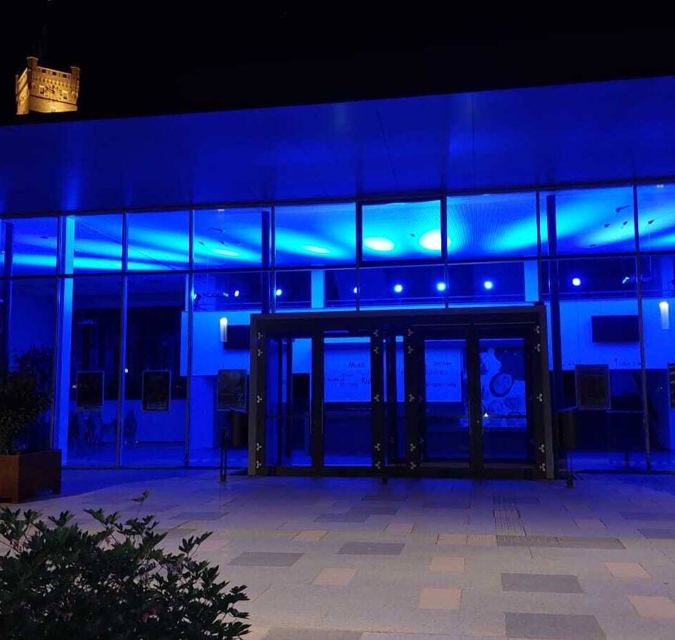 Aktion in Kleve: Viele öffentliche Gebäude leuchteten blau