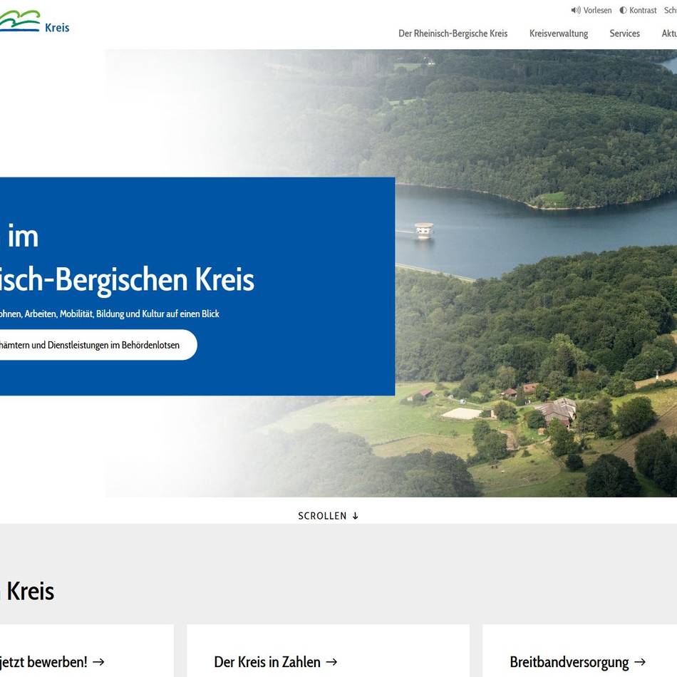 Information, Bürgerservice und Kommunikation: Webseite des Rheinisch-Bergischen Kreises in neuem Design