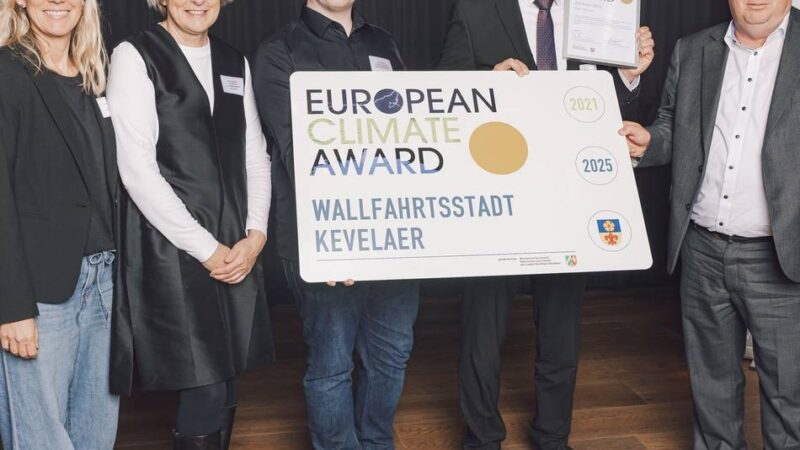 Auszeichnung für Umweltschutz: Stadt Kevelaer mit dem European Climate Adaptation Award in Bronze ausgezeichnet