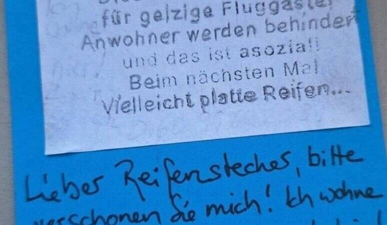 Sachbeschädigung angedroht : In Düsseldorf eskaliert der Zorn auf Flughafenparker
