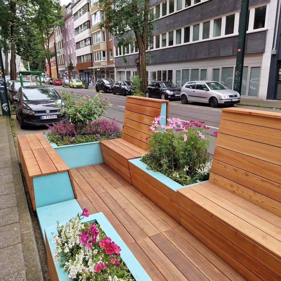 Nachbarschaft in Düsseldorf: Zwei Parklets sollen Einkaufsstraßen temporär aufwerten