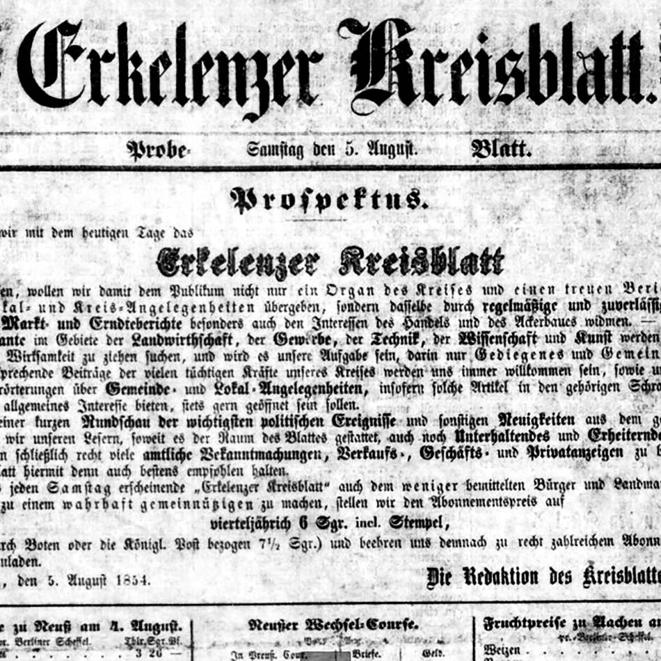 Im 19. Jahrhundert: Wie die Zeitungen nach Erkelenz kamen