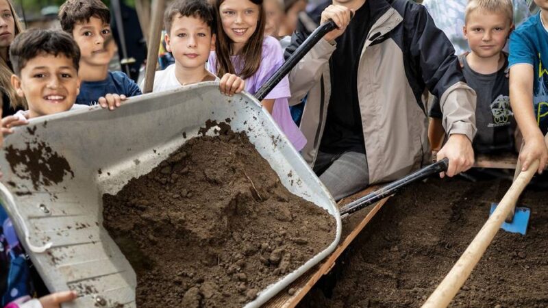 Ferienprojekt in Langenfeld: Schulgarten der OGS Richrath-Mitte wird mit Hochbeeten erweitert