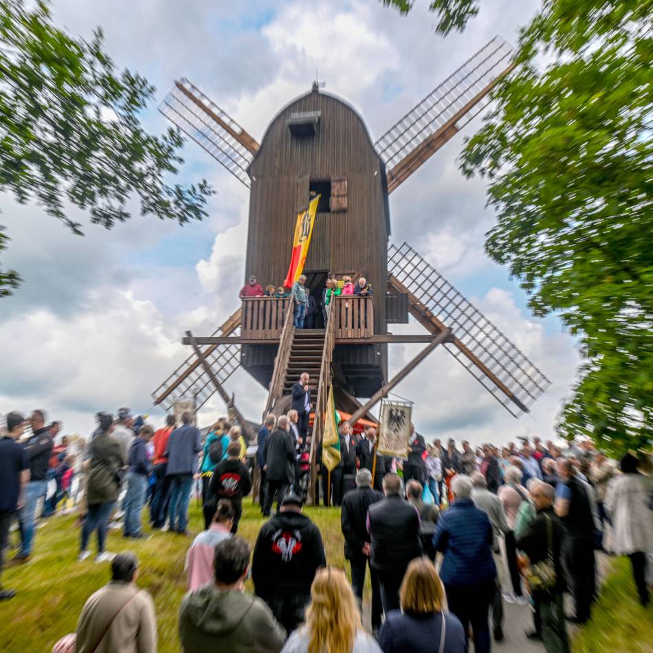 Bockwindmühle in Tönisberg: Landmarke präsentierte sich beim Mühlentag