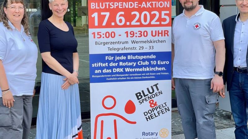 Gemeinsame Aktion in Wermelskirchen: DRK und Rotary Club rufen zur Blutspende auf