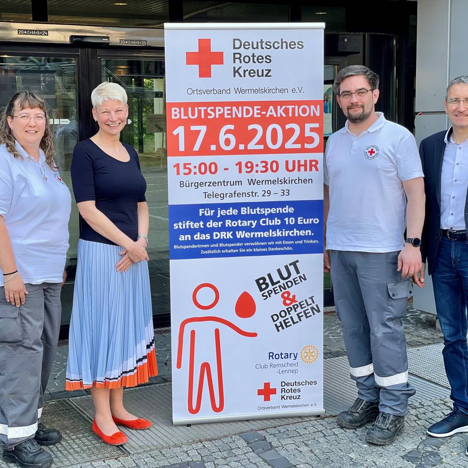 Gemeinsame Aktion in Wermelskirchen: DRK und Rotary Club rufen zur Blutspende auf