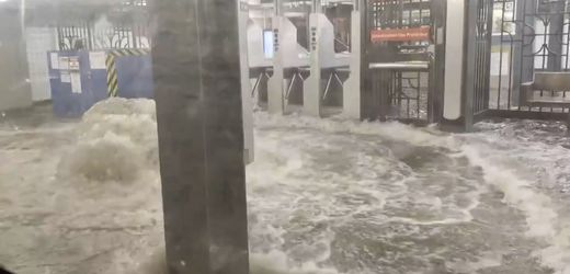 New York City: Straßen und U-Bahnschächte nach Unwetter unter Wasser