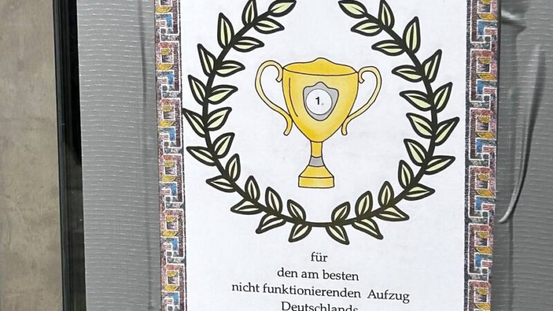 Lift am Bahnhof Leverkusen-Opladen außer Betrieb: Auszeichnung für „den besten nicht funktionierenden“ Aufzug