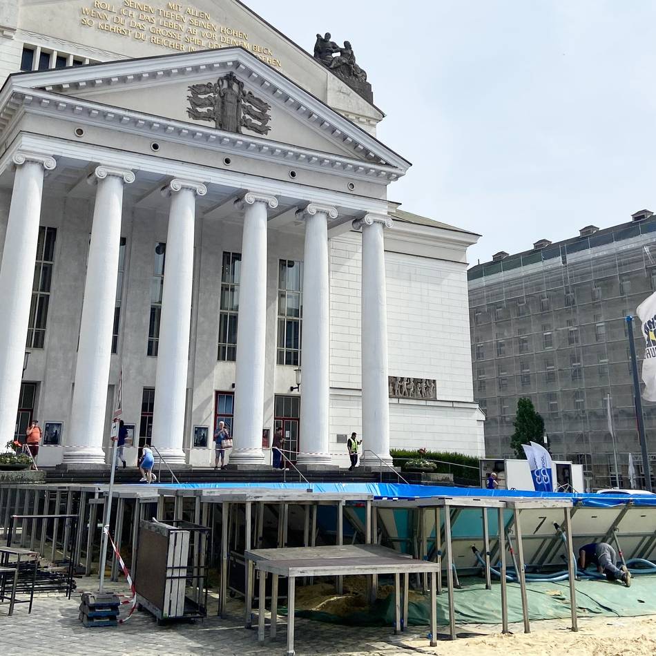 FISU Sport-Campus: Pool vor dem Theater wird befüllt – wer darf hier rein?