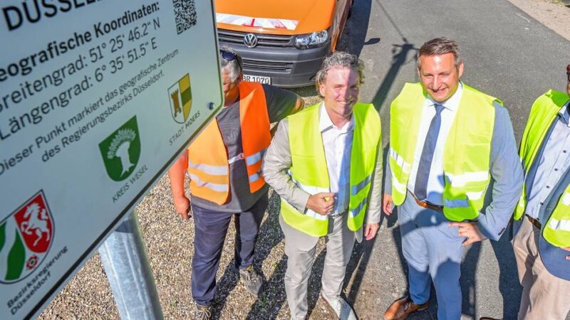Moderne Vermessungstechnik: Mittelpunkt des Regierungsbezirks Düsseldorf liegt in Moers