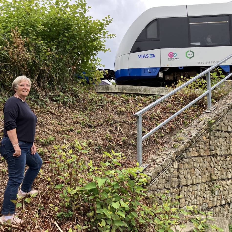 Grünschnitt in Kapellen: Warum lässt die Bahn diesen Zugang zu den Schienen freischneiden?