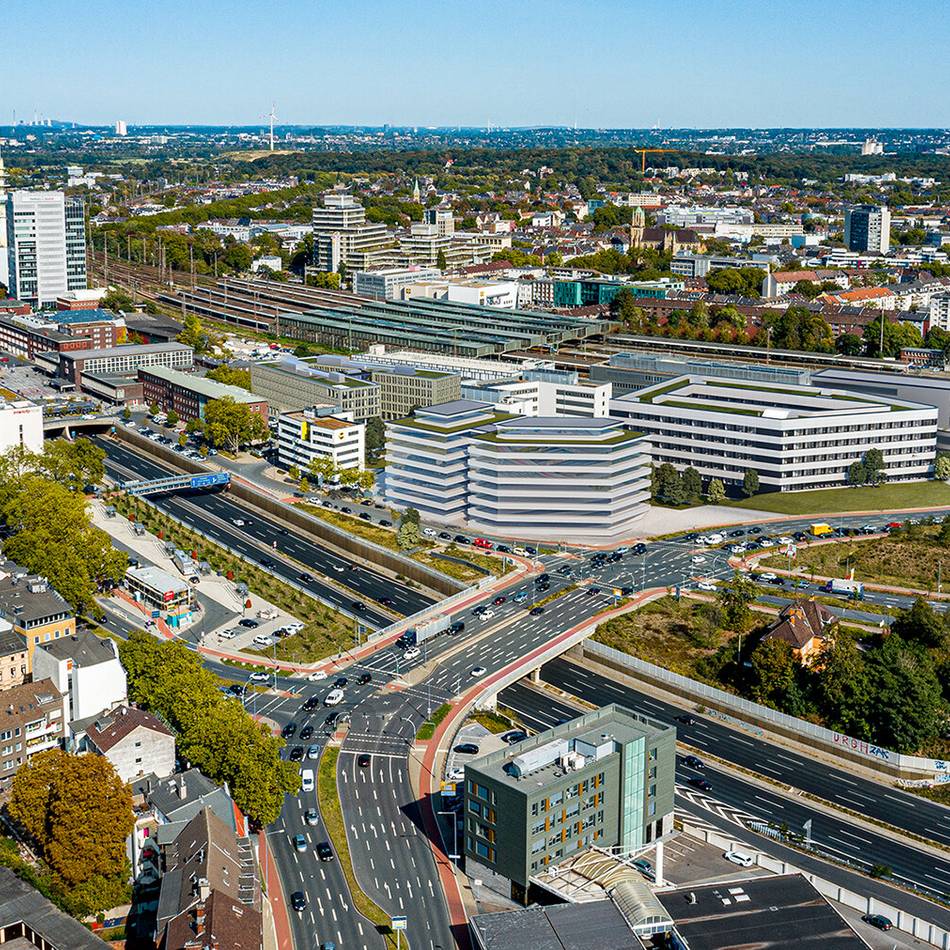 Bürogebiet am Duisburger Hauptbahnhof: Im Quartier 1 sind nur noch Restflächen frei