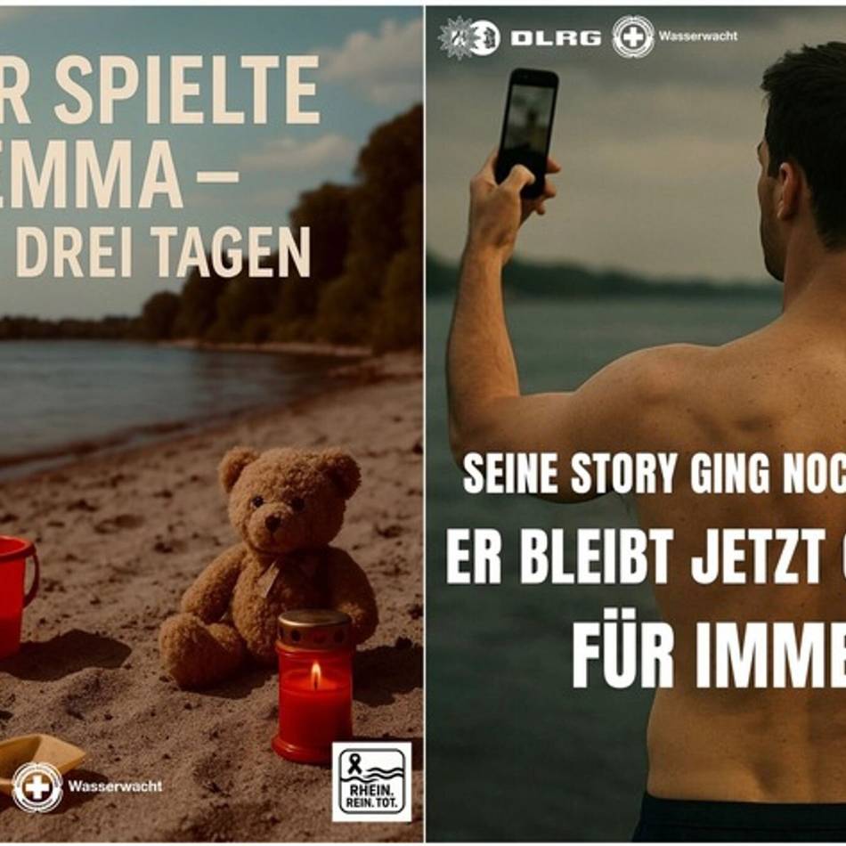 Social-Media-Kampagne in Duisburg: Jetzt warnt die Polizei mit Schockbildern vor dem Baden im Rhein