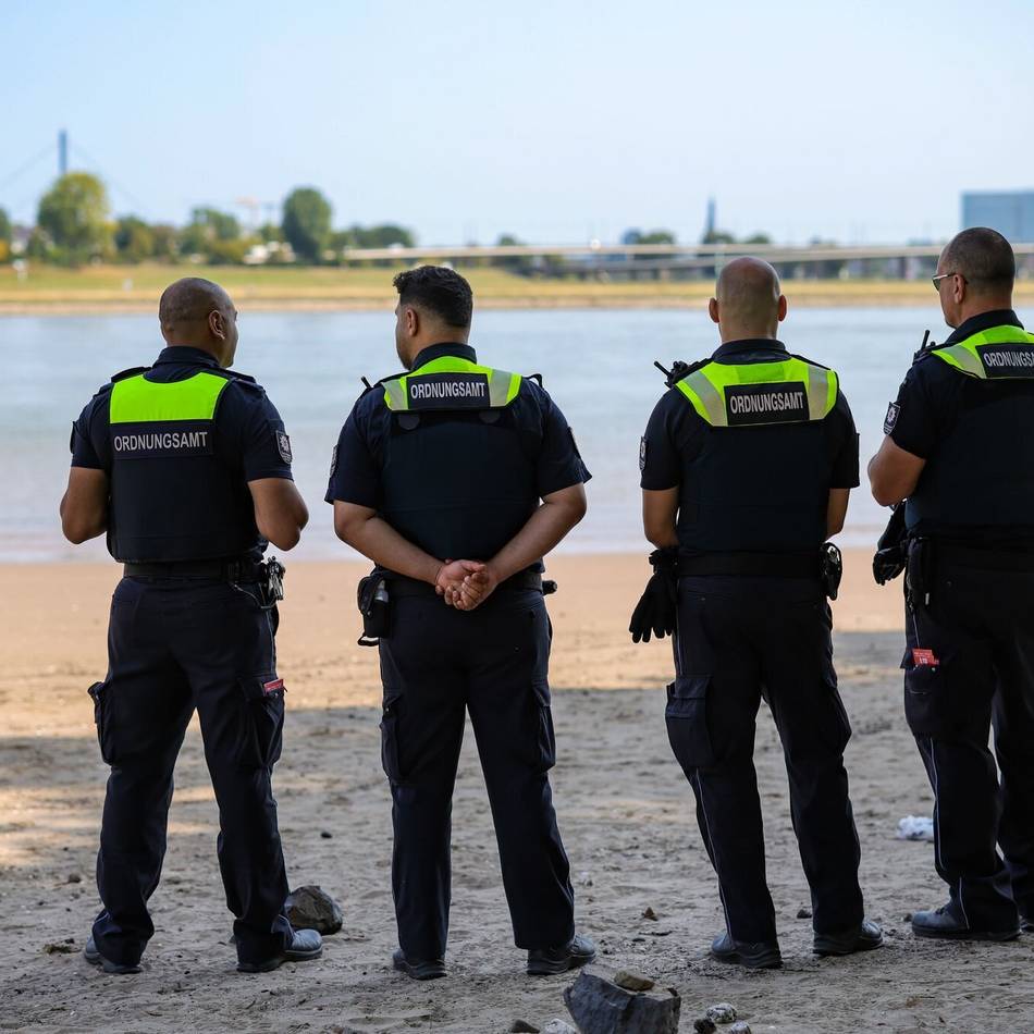 Badeverbot in Düsseldorf: Einsatzkräfte ziehen Mann auf Jetski – der springt zurück in den Rhein