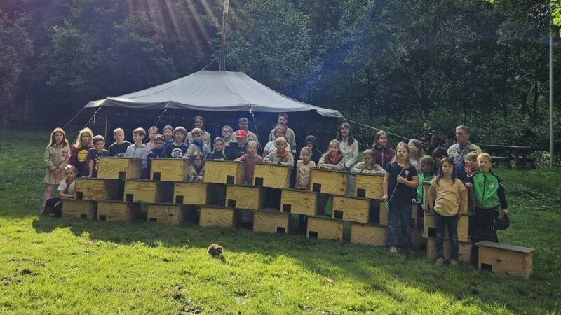 Ferienspiele Alpen: Pfadfinder bauen 35 Igelhäuser