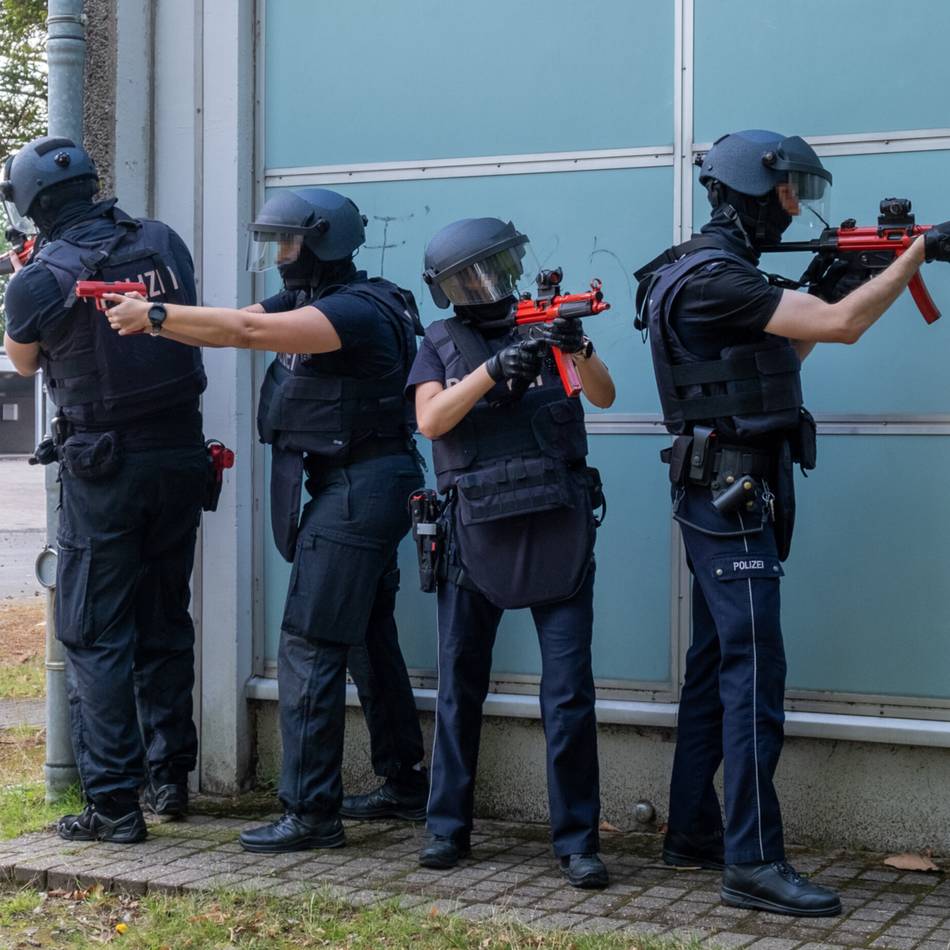 Vorbereitung auf Horrorszenario: Polizei trainiert Amokeinsatz an Schule in Mönchengladbach