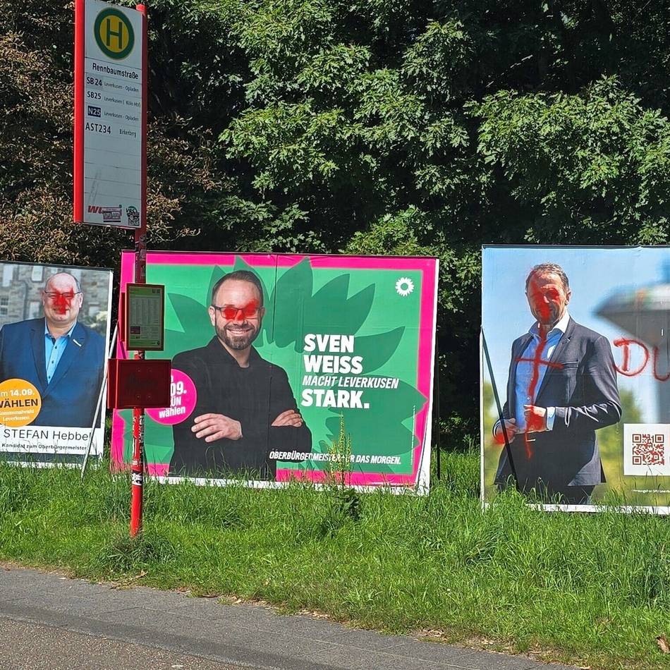 Kommunalwahl 2025 in Leverkusen: Heftige Plakatschmierereien „sind ein Angriff auf die Demokratie“