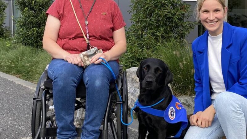 Spendenaktion in Krefeld: Assistenzhund Belle öffnet Herzen – und Schnürsenkel