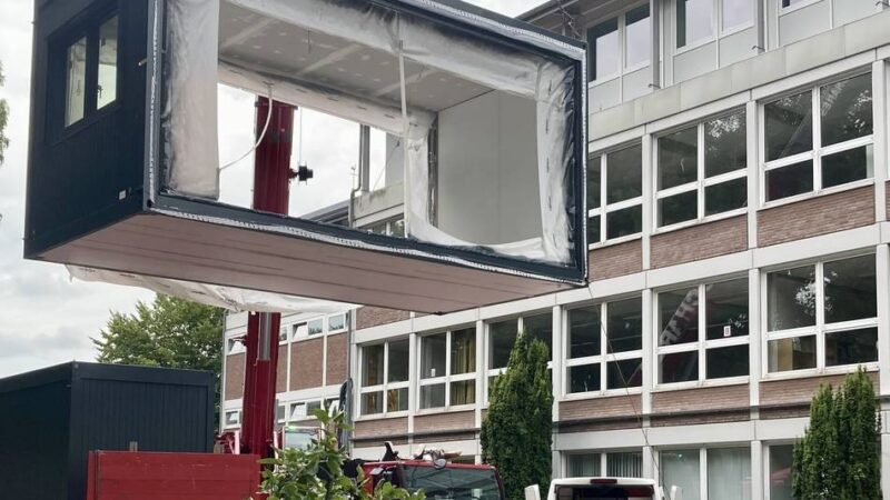 Millionen-Investitionen in Weseler Schulen: Das fliegende Klassenzimmer – Container für neue Oberstufe der Noddack-Gesamtschule