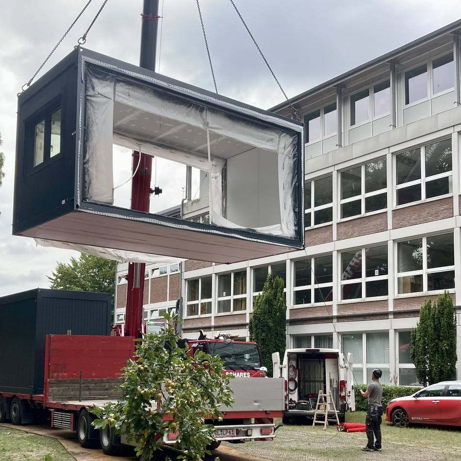 Millionen-Investitionen in Weseler Schulen: Das fliegende Klassenzimmer – Container für neue Oberstufe der Noddack-Gesamtschule