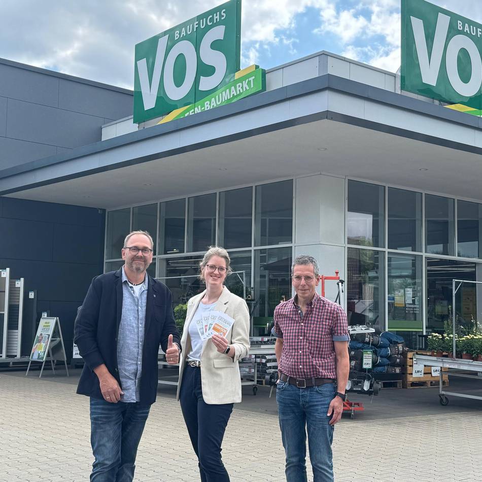 Baufuchs Vos ist dabei: Neue Verkaufsstelle für Gelderner Stadtgutscheine