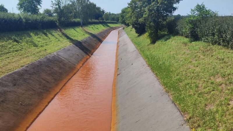 Bürger in Dormagen besorgt: Das ist der Grund für das rote Wasser im Rhein