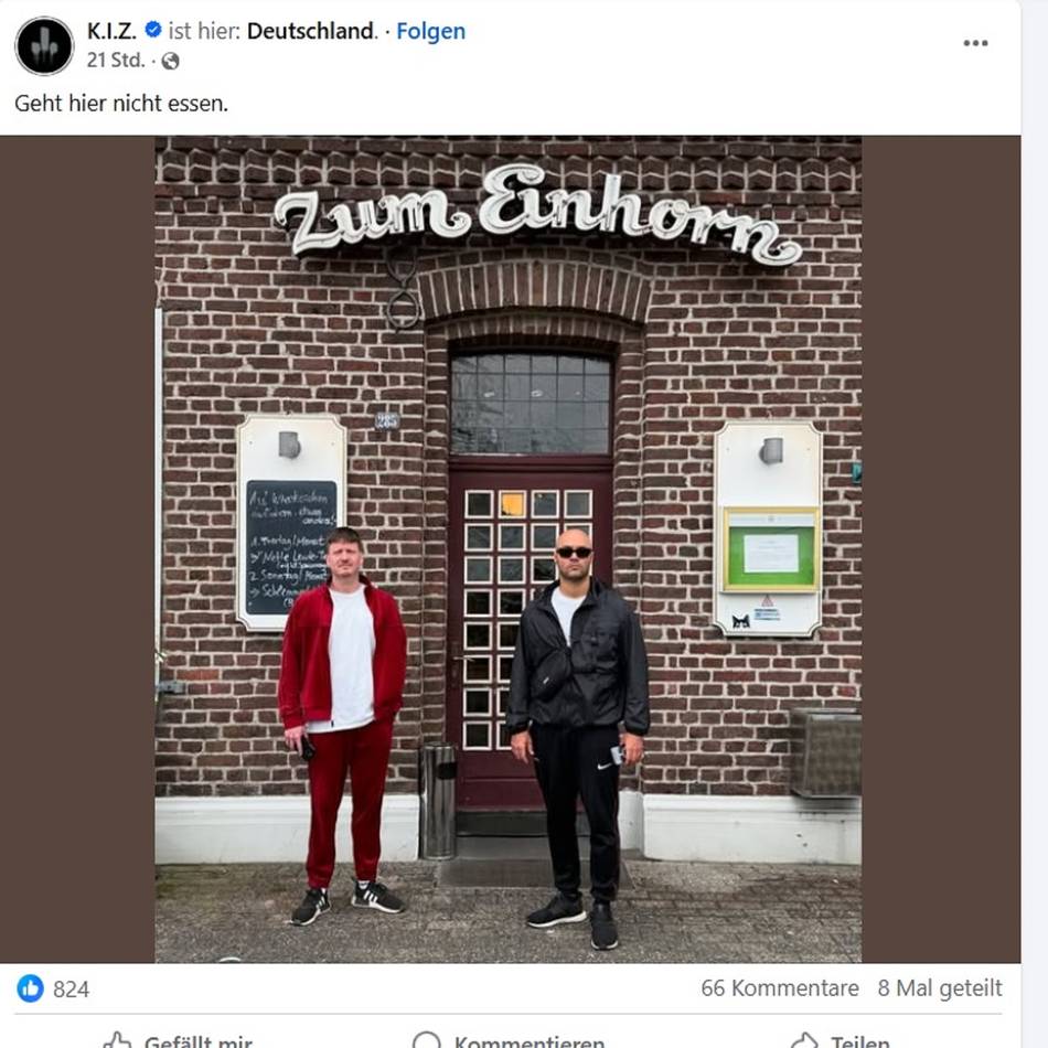 Aufsehen um Facebook-Post der Band: „Geht hier nicht essen“ – K.I.Z sorgen für Hype um Gaststätte „Einhorn“ in Kevelaer