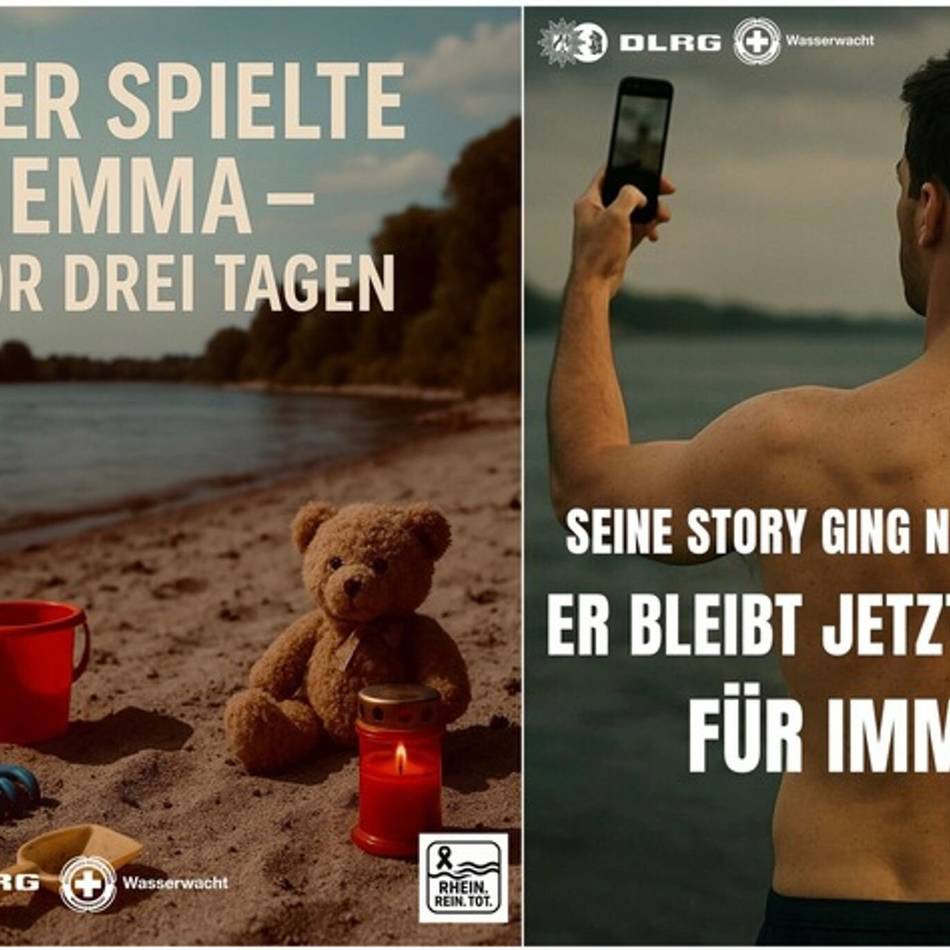 Warnung vor dem Baden im Rhein: Polizei setzt auf emotionale Fotos