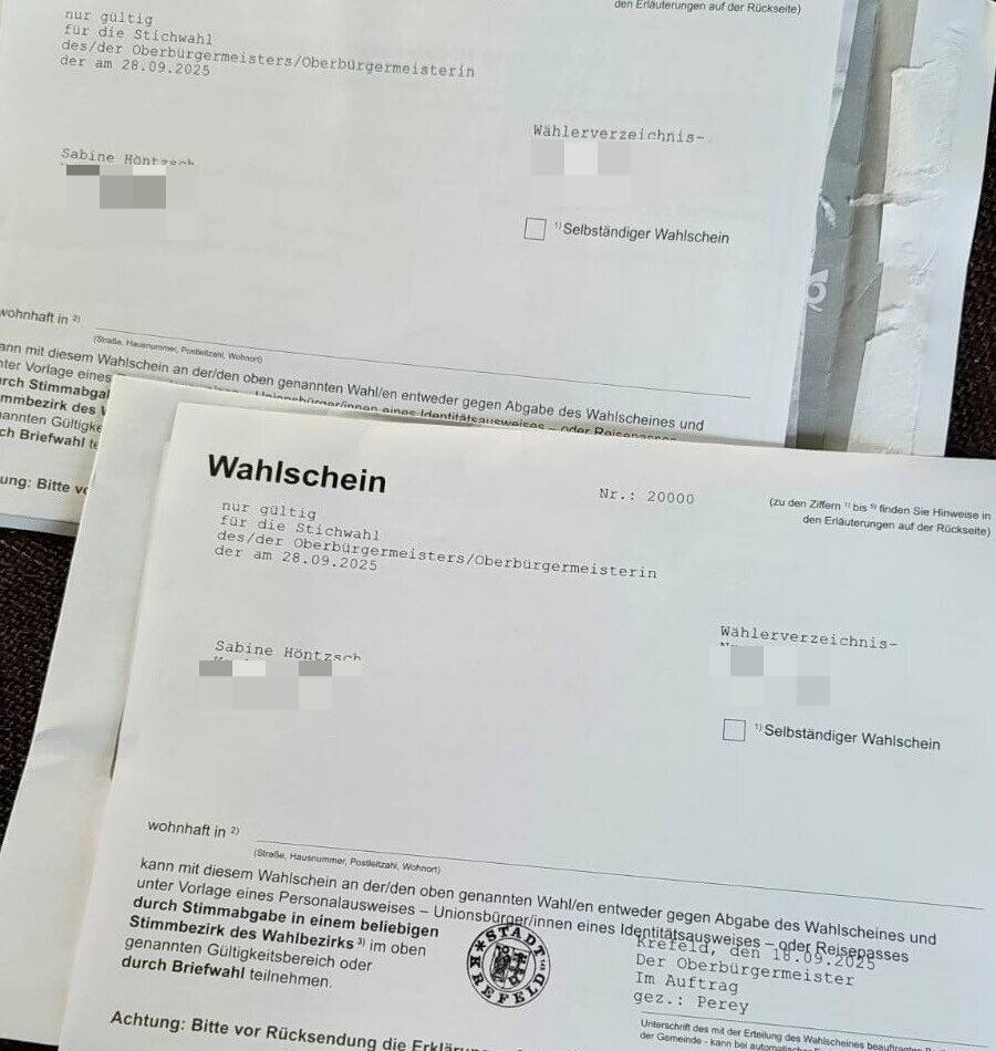 Zweimal Post vom Wahlamt: Krefelderin erhält Briefwahl-Unterlagen doppelt