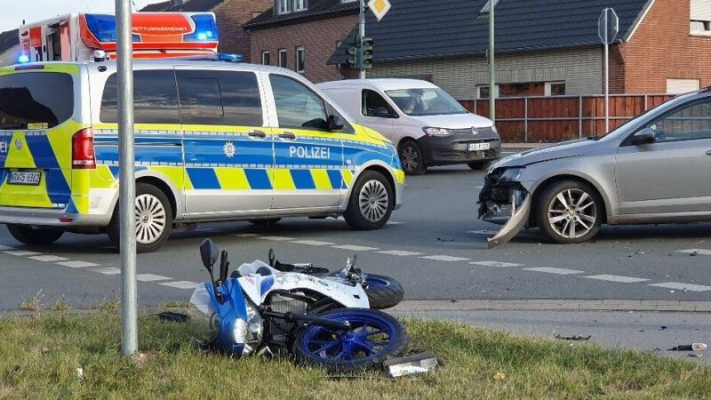 Rettungshubschrauber im Einsatz: Motorradfahrer bei Unfall in Goch schwer verletzt
