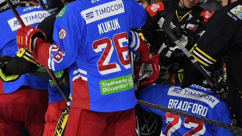 Niederberger und Gogulla mit Doppelpack: 5:3 nach 1:3-Rückstand – DEG dreht ein wildes Derby in Krefeld