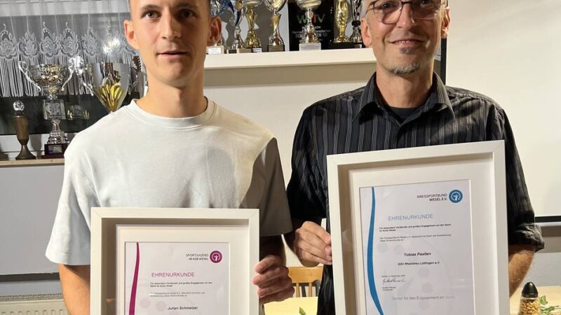Kreissportbund zeichnet zwei Xantener aus: Paaßen und Schmelzer machen den Unterschied