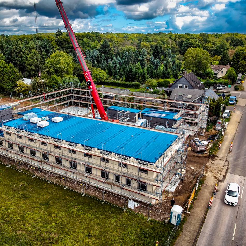 An Haus-Gravener-Straße in Langenfeld: Unterkunft für 120 Geflüchtete entsteht im Baukastenprinzip