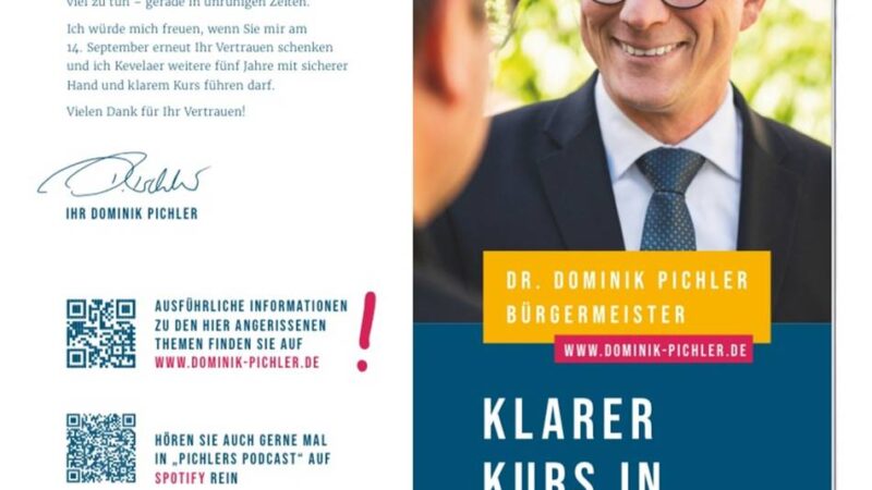 Wahlwerbung von Dominik Pichler nicht verteilt: Bürgermeisterwahl in Kevelaer – Panne bei den Flyern bleibt ohne Folgen