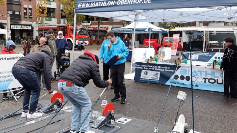 Wintersport in Mönchengladbach: City-Biathlon auf dem Eickener Marktplatz