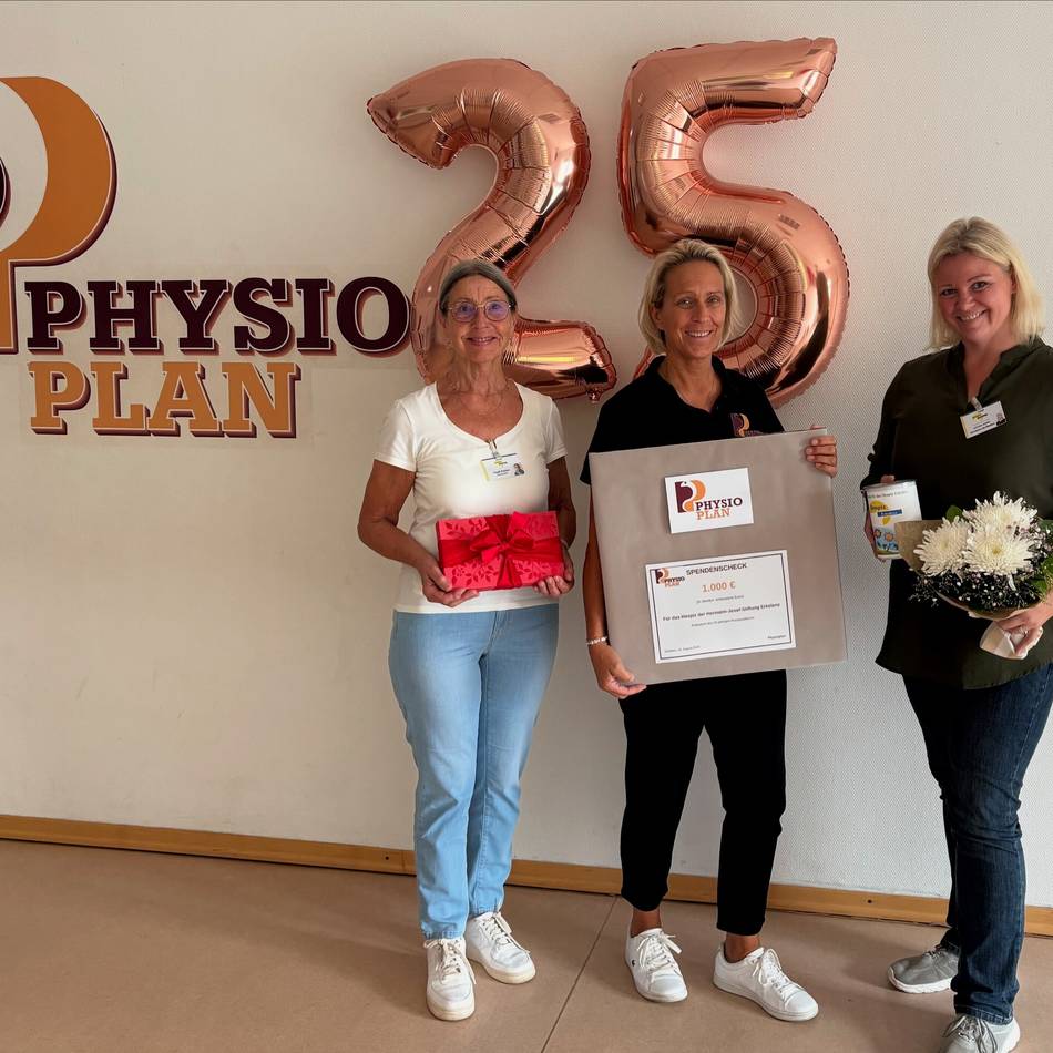 Physio-Plan Wegberg feiert 25 Jahre: 1000 Euro für das Erkelenzer Hospiz