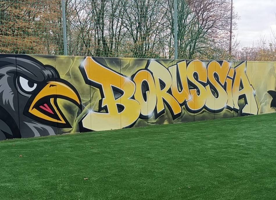 Farbenfrohe Trainingshilfe für die Fußballer: Neuer Hingucker macht Borussia Veen stolz