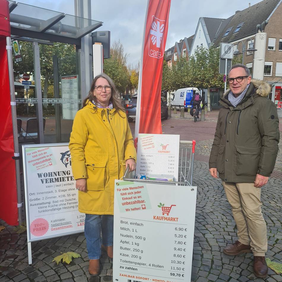 Steigende Lebenshaltungskosten: Caritas macht mit ungewöhnlicher Aktion auf finanzielle Sorgen aufmerksam