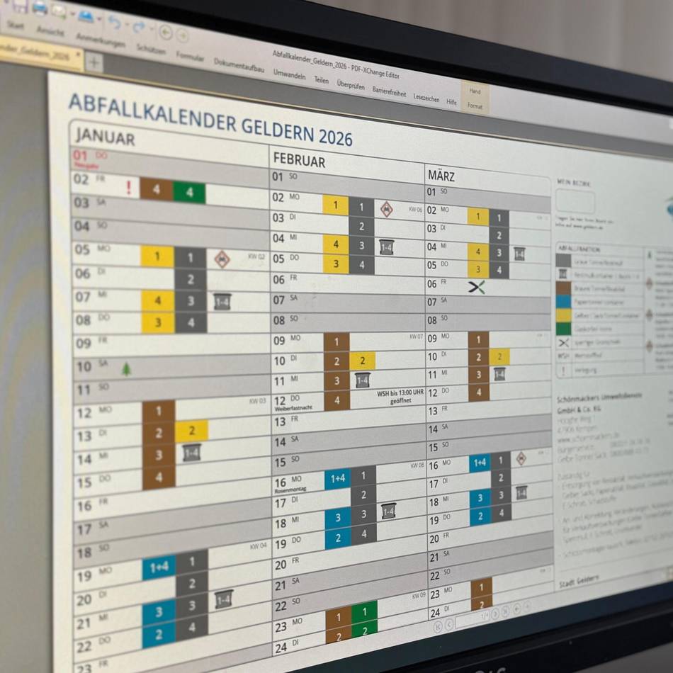 Geldern informiert über Entsorgungstermine: Der neue Gelderner Abfallkalender ist ab sofort digital verfügbar