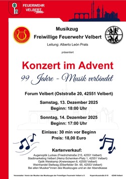 FW-Velbert: Traditionelle Adventskonzerte des Musikzugs stehen bevor