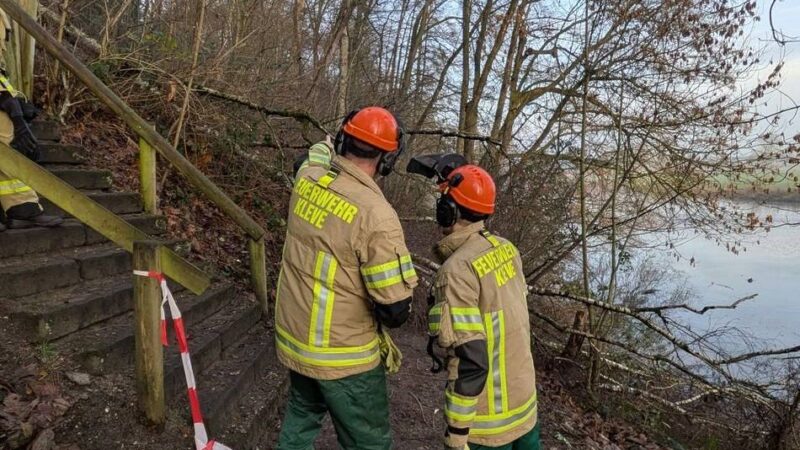 Feuerwehr im Einsatz: Umgestürzter Baum blockierte Wanderweg am Kermisdahl in Kleve