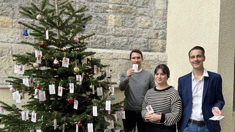 Bedacht werden 150 Kinder und Jugendliche aus Mettmann: Es hängen noch einige Zettel am Wunschbaum im Rathaus