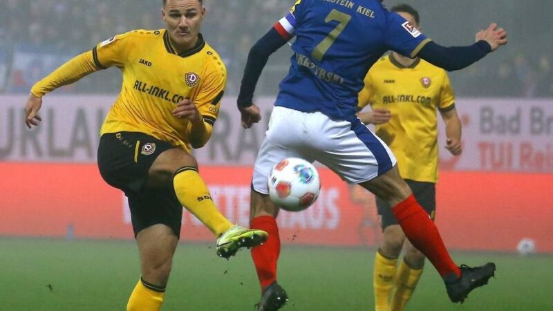 Topspiel der 2. Bundesliga: Dresden vergibt Sieg gegen Kiel und überwintert als Tabellen-Schlusslicht