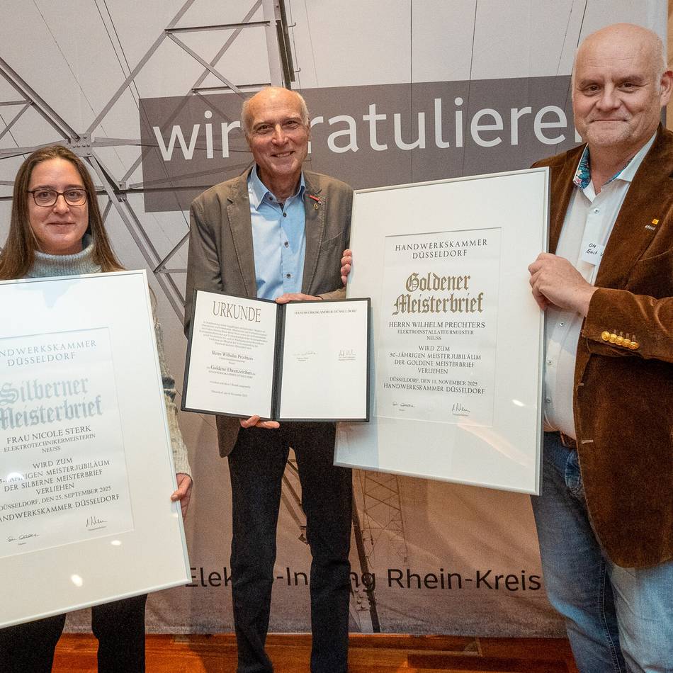 Betrieb aus Neuss: Handwerkskammer zeichnet Elektriker-Familie aus