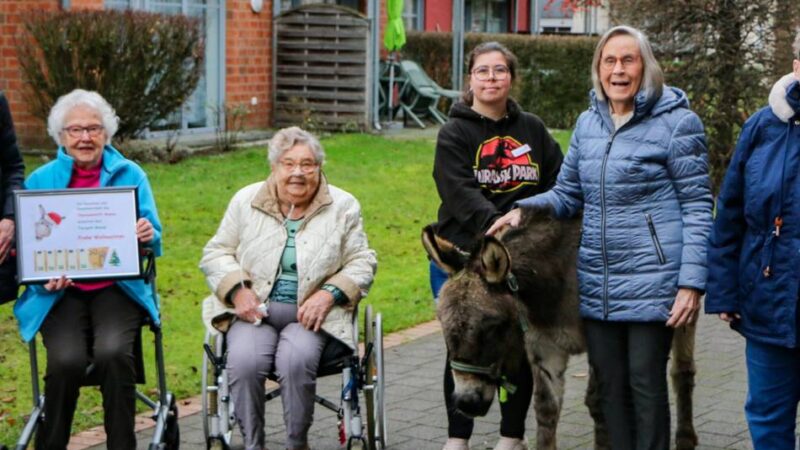 Weihnachten in Weeze: Senioren spenden für den Tierpark und übernehmen Esel-Patenschaft