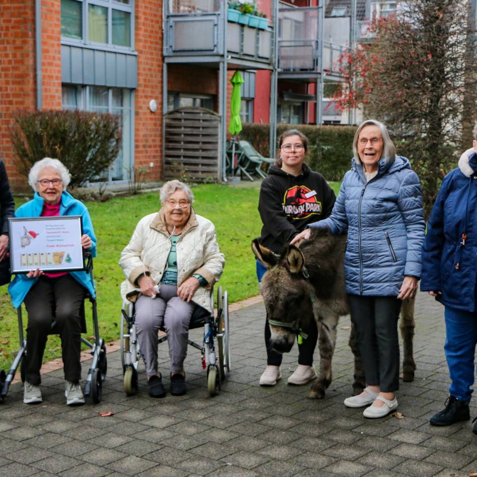 Weihnachten in Weeze: Senioren spenden für den Tierpark und übernehmen Esel-Patenschaft