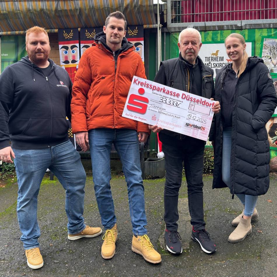 Weihnachtsgeschenk von Sportdeal24: Tierheim Wermelskirchen freut sich über Schnapszahl-Spende