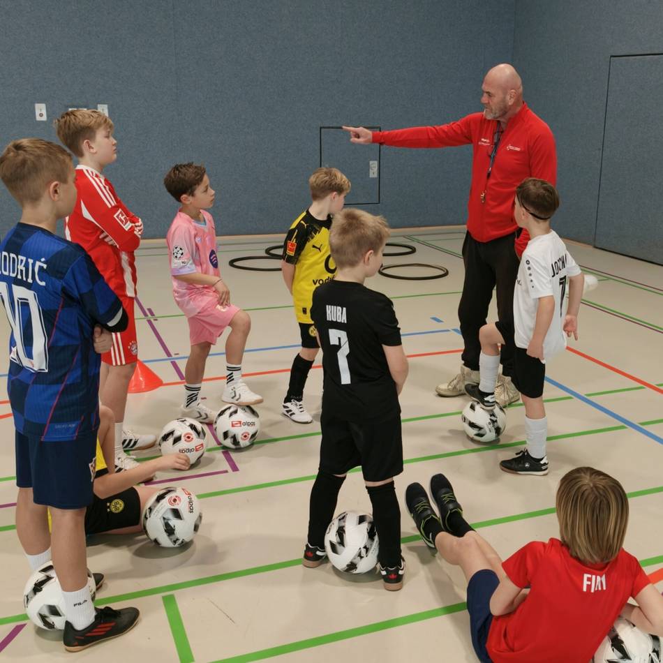 Fußballcamp des SV Millingen mit Bernd Hobsch: Auf die richtige Technik kommt es an