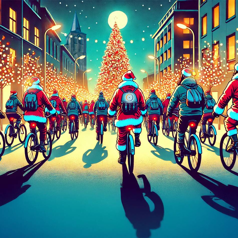 Aktion vom ADFC Korschenbroich: „Adventsradeln“ als Fahrrad-Demo durch die Stadt