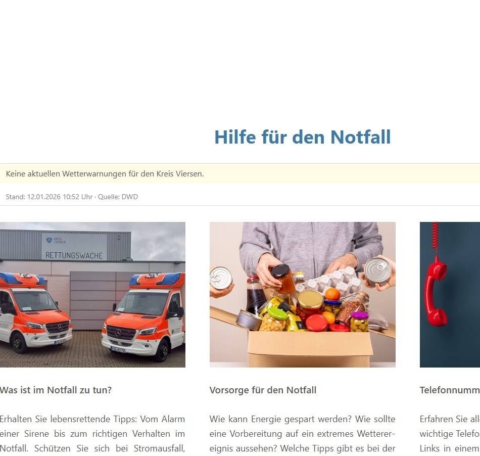 Neues Angebot: Kreis Viersen erstellt Internetseite für Notfälle